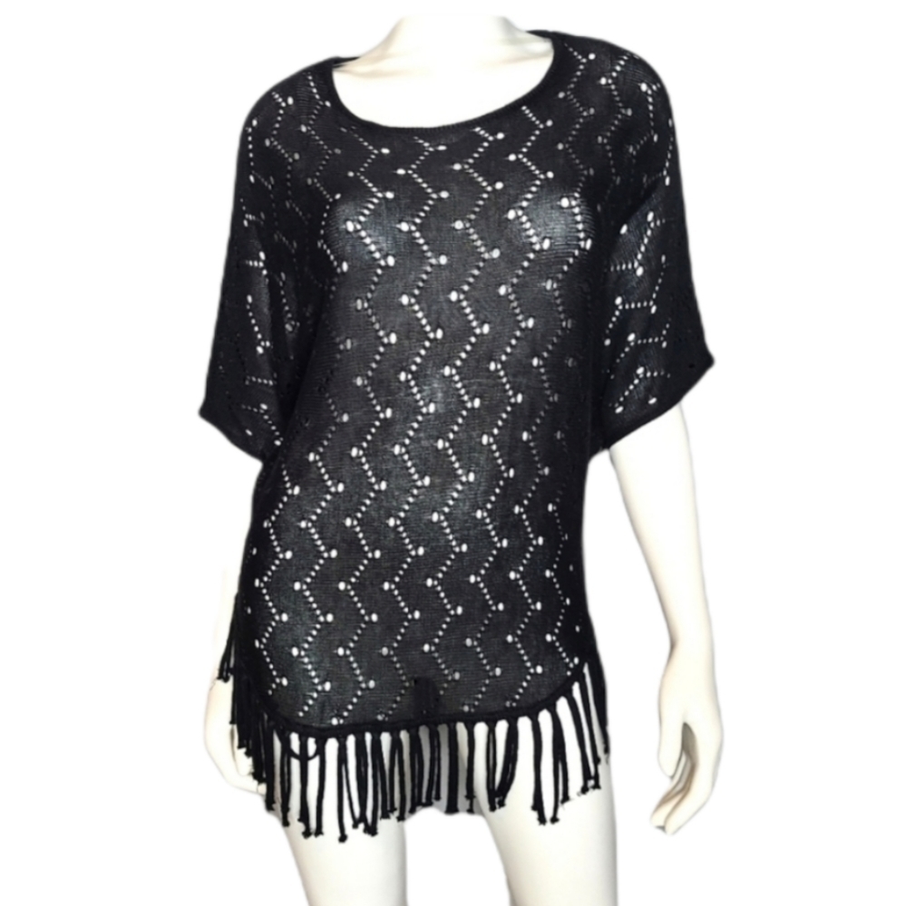 Black Fringed Sweater size Small